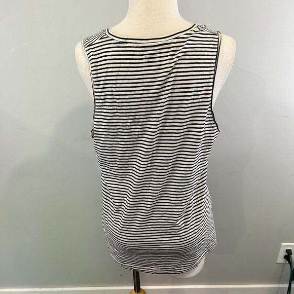 NWT MADEWELL Ivory Black Striped V Neck Tank Top‎ (M) - Picture 5 of 8